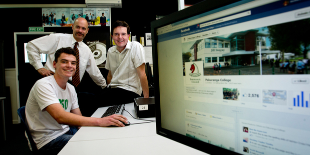 Pakuranga College associate principal Richard Dykes with students Ben Dowdle (left), 18, and Sebastian Hartley, 17. Photo / Dean Purcell