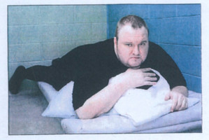 Kim Dotcom in a police cell after he complained of being assaulted by Special Tactic Group officers. Photo / Supplied