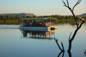 People arrive by boat on the Ord River, Kununurra. Photo / Supplied