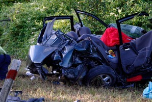 One of the two vehicles involved in the fatal crash. Photo / John Stone