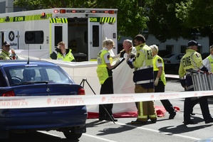 Emergency services at the scene of the fatal crash. Photo / Peter McIntosh