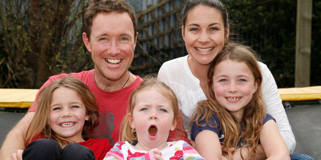 Roy Bowers, Erin O'Callaghan and their children (from left) Charlotte, Zoe and Ella Bowers are happy to be living in Taupo. Photo / Supplied