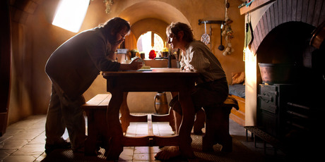 Peter Jackson with Martin Freeman on the set of The Hobbit. Photo/supplied