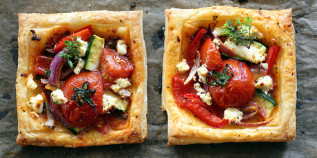 Easy tomato & feta tarts. Photo / Doug Sherring