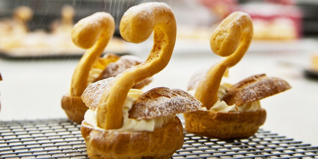Working with choux pastry at Le Cordon Bleu cooking school in Wellington. Photo / Jason Burgess