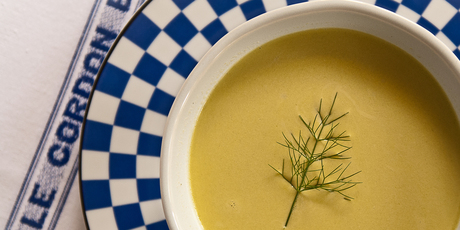 Chilled Watercress Soup topped off with fennel. Photo / Jason Burgess