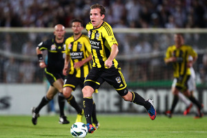 Jeremy Brockie in action during the A-League match between Perth Glory and Wellington Phoenix. Photo / Getty Images