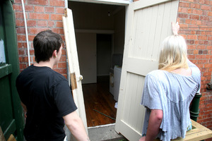 The heavy door smashed by a group of teenagers early on Sunday. Photo / Bevan Conley