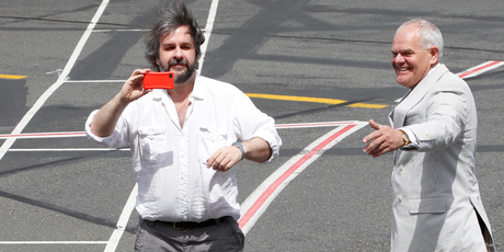 The Hobbit director Sir Peter Jackson and actor Mark Hadlow. Photo / Mark Mitchell