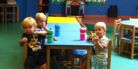 The last picture of the Weekes triplets shows Winkie (left), Jackson and Lillie at the daycare in the Doha mall hours before the deadly inferno. Photo / Supplied