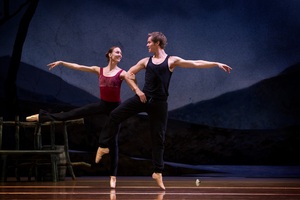 Andrew Bowman rehearses with Antonia Hewitt ahead of last night's opening of Giselle. Photo / Sarah Ivey