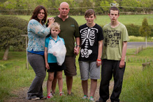 Sarah and Paul Crystal with their children (from left) Vincent, 7, Claire, 17, and Max, 15. Photo / Greg Bowker