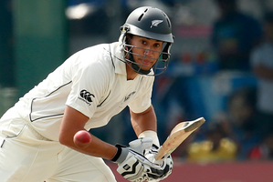 Ross Taylor notched his eighth test century in hitting 142 against Sri Lanka. Photo / AP