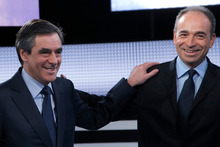 Francois Fillon (left) and Jean-Francois Cope are involved in a heated internal debate.  Photo / AP 