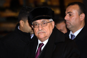 Palestinian President Mahmoud Abbas arrives at the United Nations Plaza Hotel in New York. Photo / AP