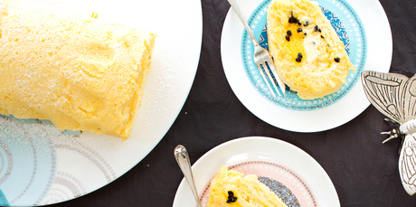 Passionfruit and lime sponge roulade. Photo / Babiche Martens