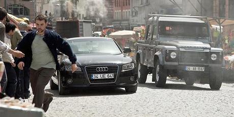 James Bond stuntman Ben Collins on the set in a car chase scene for the new film, Skyfall. Photo / Supplied