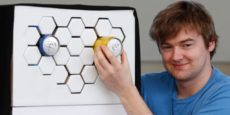 Ben de la Roche and his award-winning design 'Impress', an external refrigeration system. Photo / Mark Mitchell