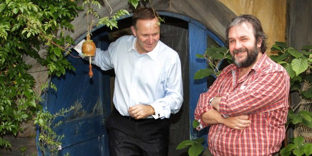 Prime Minister John Key and film director Sir Peter Jackson. Photo / Alan Gibson