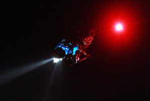 The rescue chopper was brought in to search for the driver with the search light. Photo / Glenn Taylor