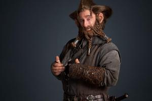 It takes about 20 minutes to apply Nori's beard, says Jed Brophy, who plays the part. Photo / Supplied