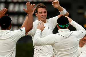 Tim Southee has bowled brilliantly throughout the series, and has figures of 4-51 from Sri Lanka's innings. Photo / AP