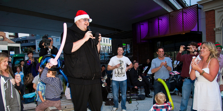 Kim Dotcom attends the turning on of the Franklin road lights ceremony. Photo / Neville Marriner