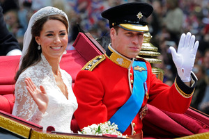 Britain's Prince William, left, and his wife Kate, the Duchess of Cambridge, are expecting their first child. Photo / AP