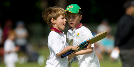 Parnell Lions pair Charlie Couillault (left) and Jack Wright, both 8, are Black Caps fans and love the game. Photo / Greg Bowker