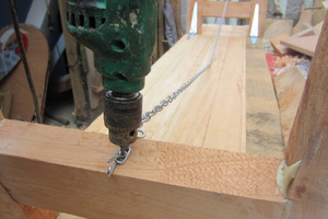 Step 7: Glue and screw the legs and braces together. Photo / Supplied