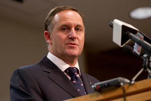 Prime Minister John Key apologising to the famillies of the Pike River Coal Mine disaster victims during his post-Cabinet press conference at the Beehive in Wellington. Photo / Mark Mitchell