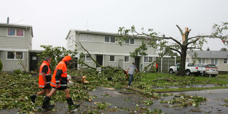 Devastation on Wallington Way, Hobsonville after a series of tornadoes hit Auckland. Photo / Chris Gorman