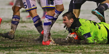Dinamo Zagreb's Ivan Kelava makes a save during the Champions League group A soccer match between Dinamo Zagreb and Dynamo Kyiv, in Zagreb, Croatia. Photo / AP