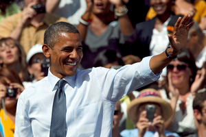 At rallies for President Barack Obama, blacks, whites, Asians and Hispanics all turned up, in contrast to Republican rallies where there were mainly whites. Photo / AP