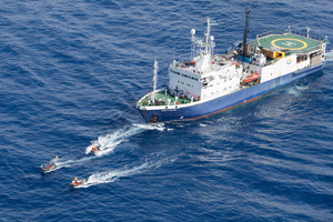 The Brazilian state energy company surrendered its permit off the Raukumara Basin, saying there were insufficient signs of oil and gas to justify further exploration. Photo / Greenpeace