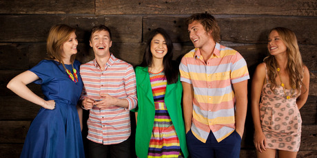The cast of the 2013 season of Go Girls from left: Tai Berdinner-Blades, Leon Wadham, JJ Fong, George Mason and Shara Connolly. Photo / Supplied