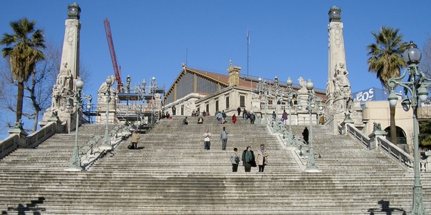 Climbing the stairs of Marseilles' train station. Photo / Supplied