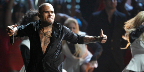 Chris Brown performing at the American Music Awards. Photo/AP