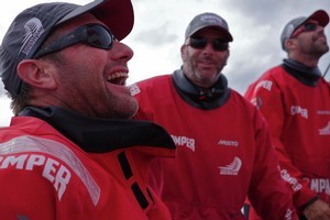 A light hearted moment aboard Camper. Photo / Camper Team NZ