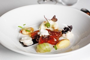 Roxy's 'fish soup' is a line-up of six taste explosions. Photo / Sarah Ivey