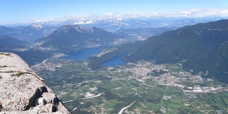 A view of lakes Levico and Caldonazzo from the summit of Pizzo di Levico in the Dolomites. Photo / Heather Whelan