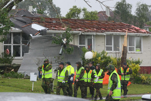 Tornado devastation on Wallingford Way in Hobsonville. Photo / Chris Gorman