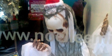Recycling halloween decorations: "I hope now that Noel Leeming is sold to The Warehouse Group, that someone from the red shed will give them a few lessons in Christmas decoration," says a reader. Photo / Supplied