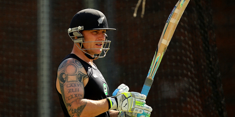Brendon McCullum's tattoos refer to, among other things, his playing number (42) and his children's birthdates. Photo / Getty Images