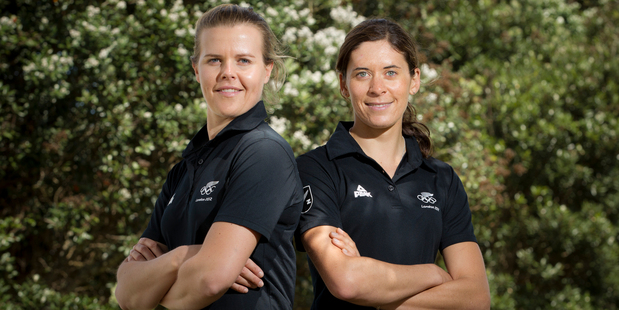 Olivia Powrie (left) and Jo Aleh discovered their personalities and sailing styles clicked together like two bits of Lego. Photo / Greg Bowker