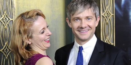 Actor Martin Freeman and girlfriend Amanda Abbington at the premiere of The Hobbit in New York. Photo / AP