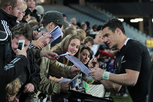 Dan Carter is a hit with the fans, but the NZRU has sidestepped him as a potential choice for their player of the year. Photo / Brett Phibbs
