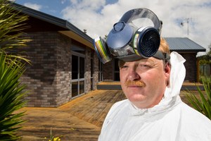 Forensic consultant Todd Sheppard at a home he stopped from being auctioned because it is contaminated from being a P Lab, near Whatawhata, Waikato region. Photo / Stephen Barker