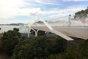 The old footbridge is to be replaced with a new design (artists's impression top right) over summer. Photo / Supplied