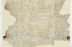 A colour photo lithograph of the Treaty of Waitangi. Photo / Alexander Turnbull Library
